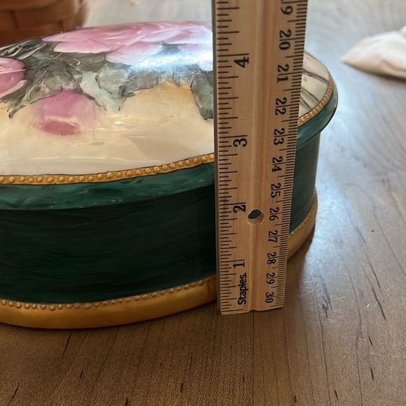 Antique Early 1900s Scandinavian Sterling Silver Painted Porcelain Box - Picture 6 of 6